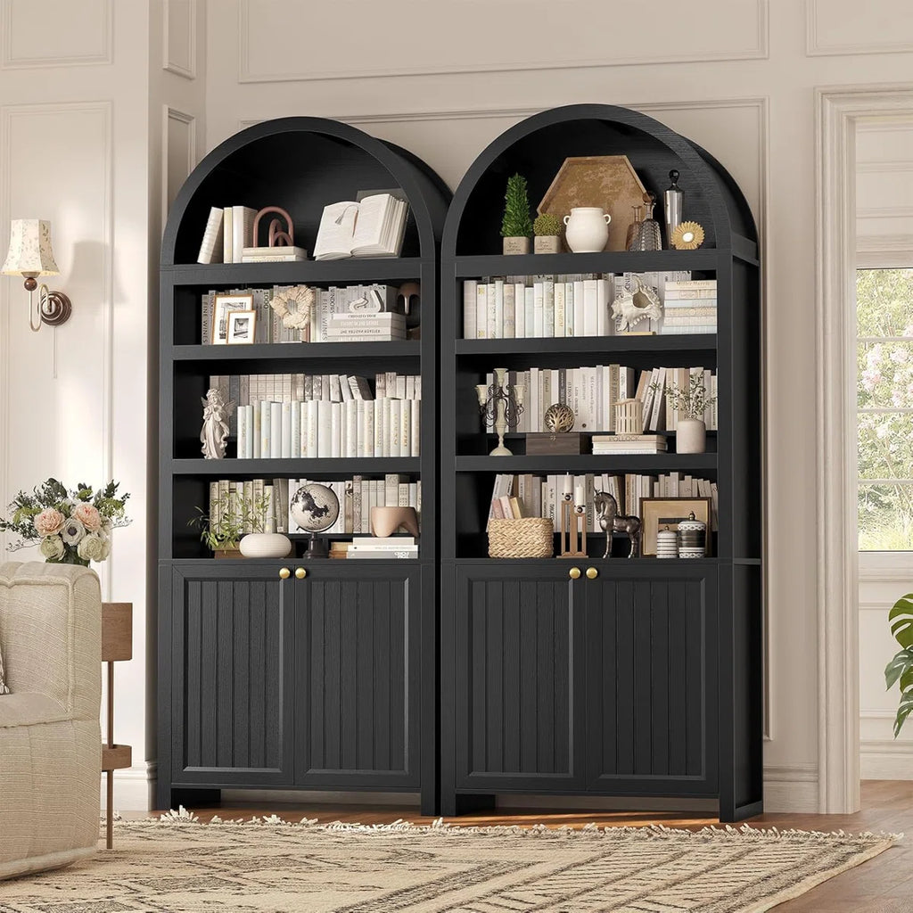 81" Tall Arched Bookcase With Storage（Set Of 2）