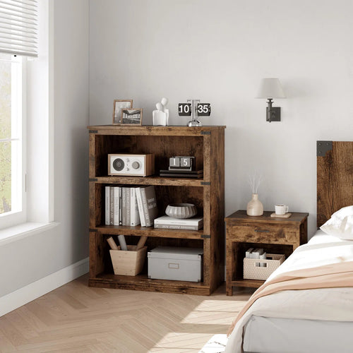 5-Tier Farmhouse Bookshelf, Rustic Bookcase with Storage Open Shelves & Anti-Tip Kit, Modern Wood 5 Shelf Display Shelves for Home Office Living Room, 67.4" H x 31.4" W x 12.7" D