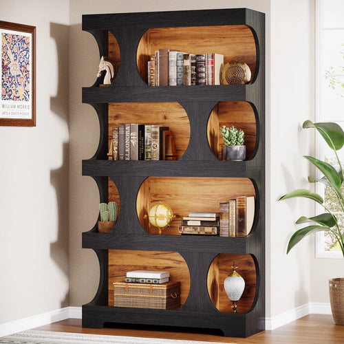 4-Tier Tall Bookcase, 70.9" Wooden Large Bookshelf
