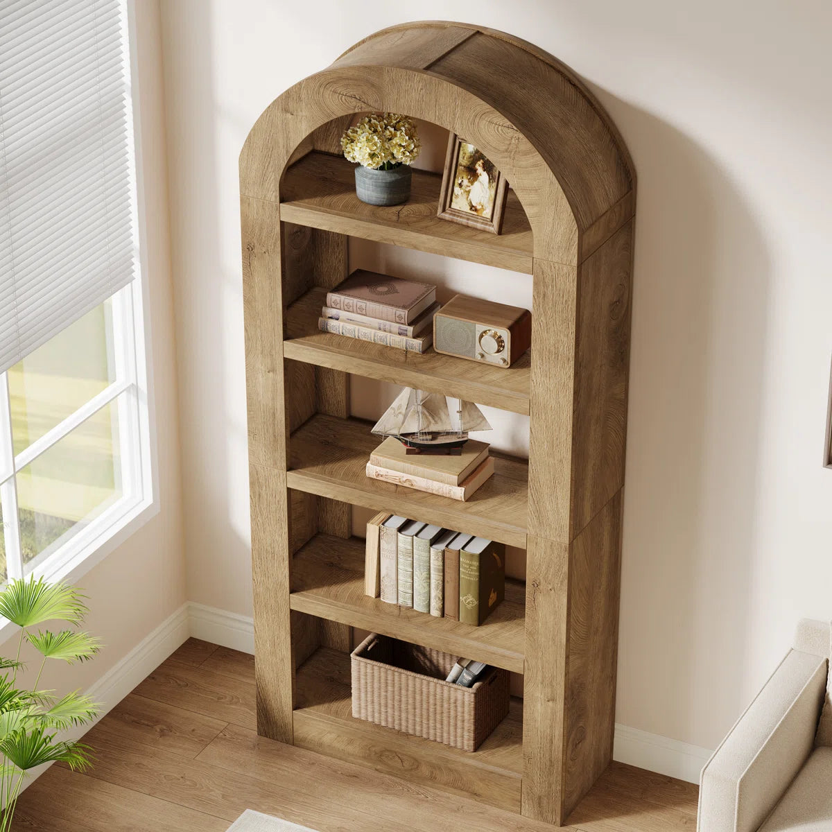 70.87" Tall Arched Bookcase