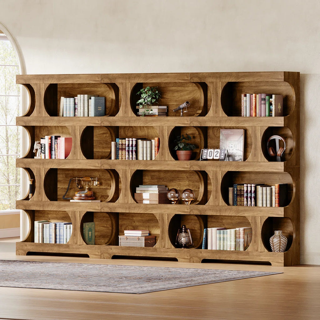 71" Tall Bookcase, Modern Storage Display Shelves (Set of 2)