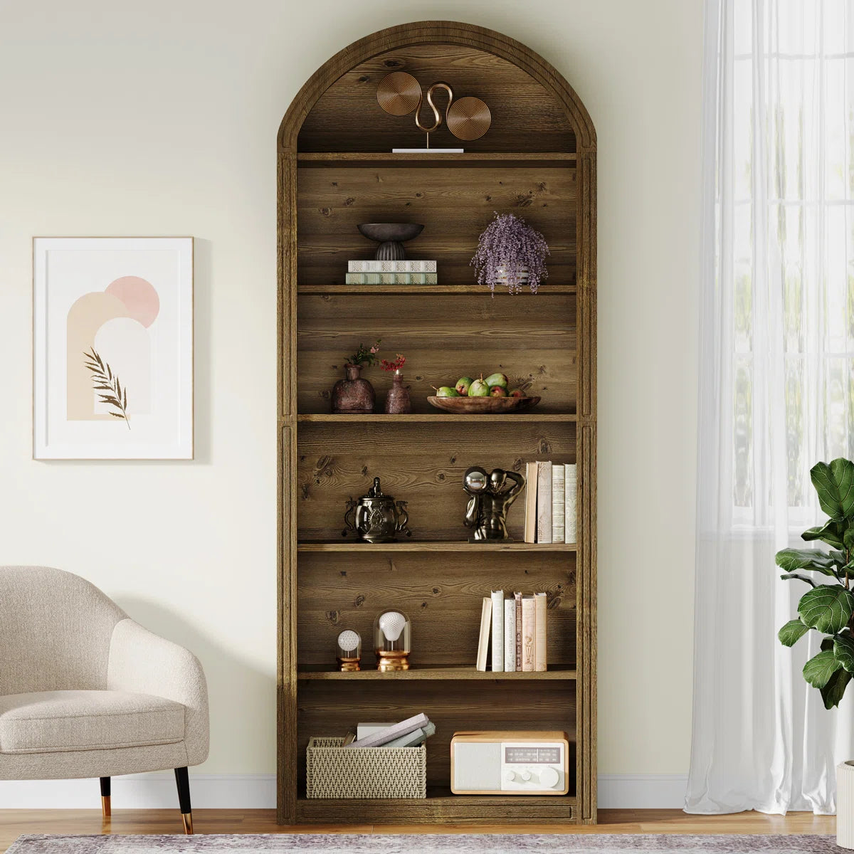 Tall Arched Bookcase
