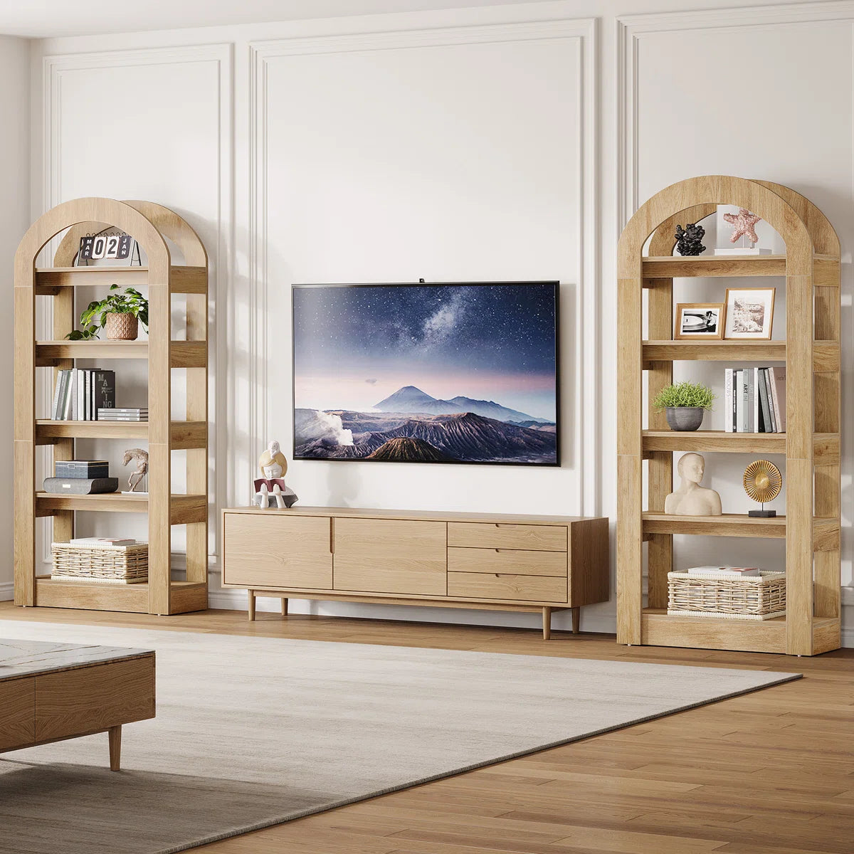 5-Tier 70.9" Tall Arched Bookcase, Modern Open Bookshelf For Home Office, Bedroom, Living Room