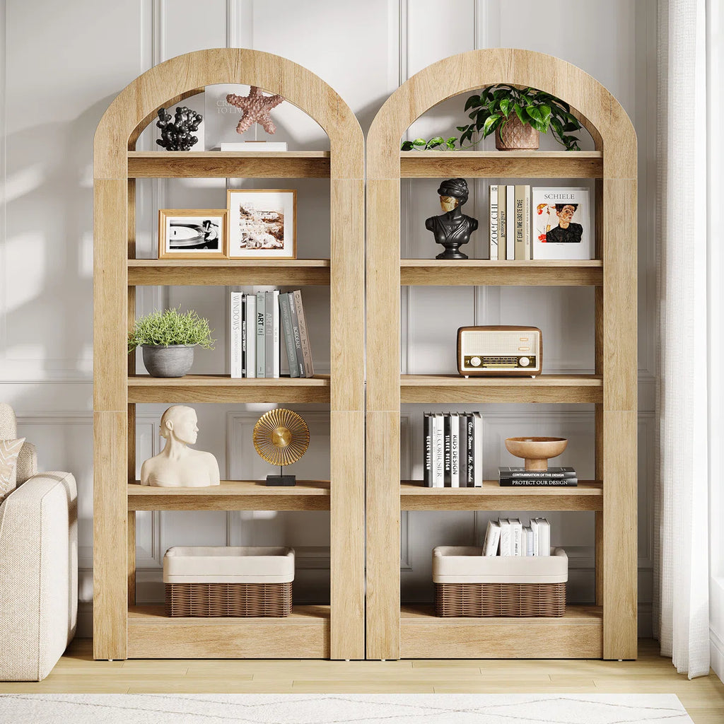 5-Tier 70.9" Tall Arched Bookcase, Modern Open Bookshelf For Home Office, Bedroom, Living Room