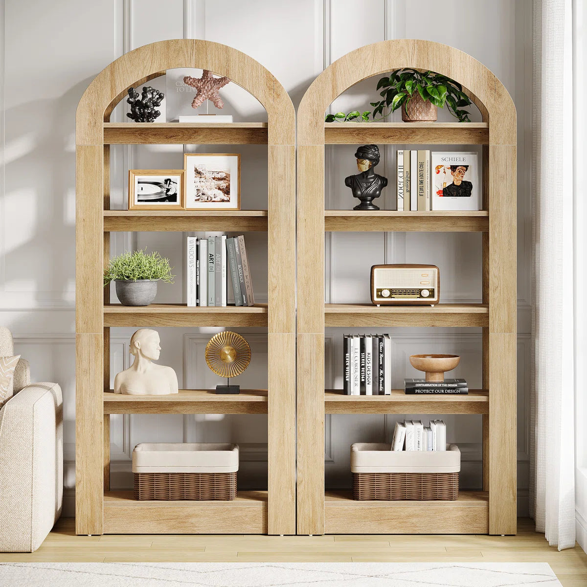 5-Tier 70.9" Tall Arched Bookcase, Modern Open Bookshelf For Home Office, Bedroom, Living Room