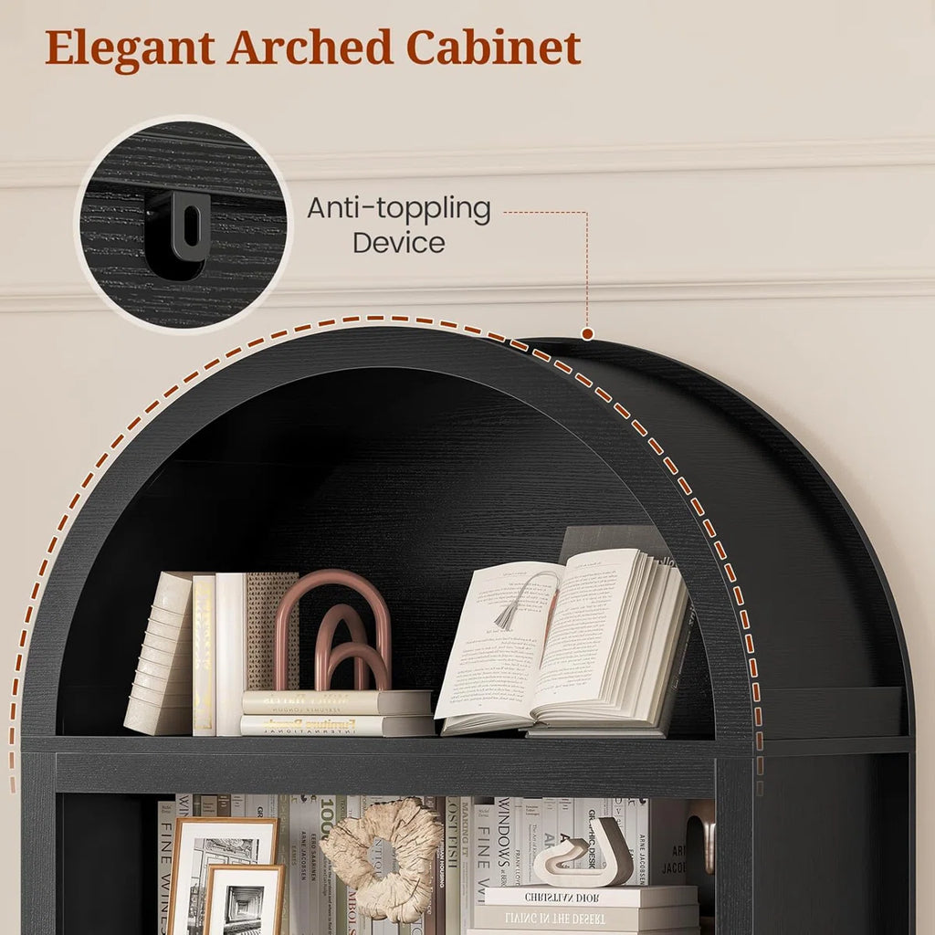 81" Tall Arched Bookcase With Storage（Set Of 2）