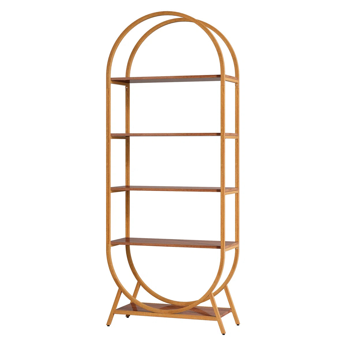 5-Tier Open Bookshelf, 70.8" Tall Arched Bookcase, Modern Brown Storage Bookshelves, Freestanding Display Rack Shelving Unit for Office, Bedroom, Living Room, Easy Assembly