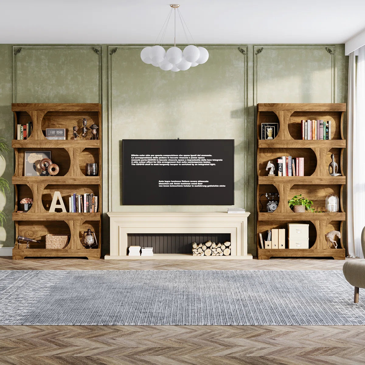 71" Tall Bookcase, Modern Storage Display Shelves (Set of 2)