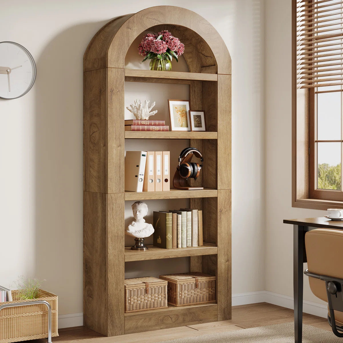 70.87" Tall Arched Bookcase