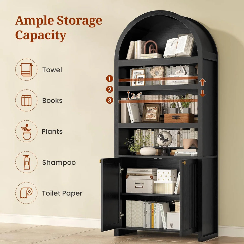 81" Tall Arched Bookcase With Storage（Set Of 2）
