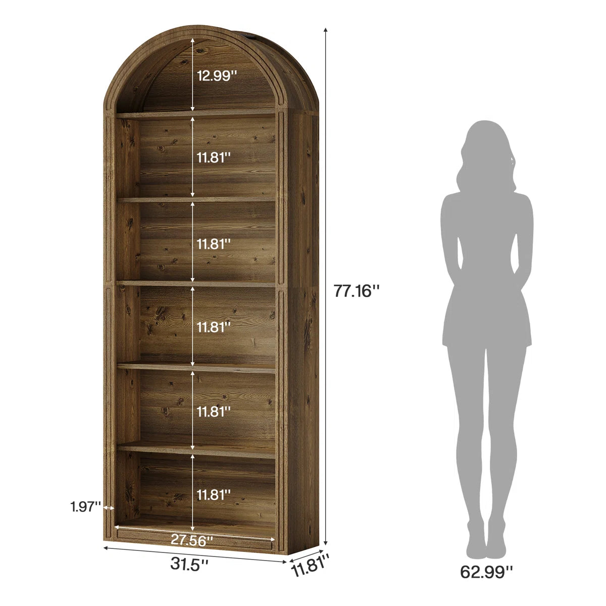 Tall Arched Bookcase