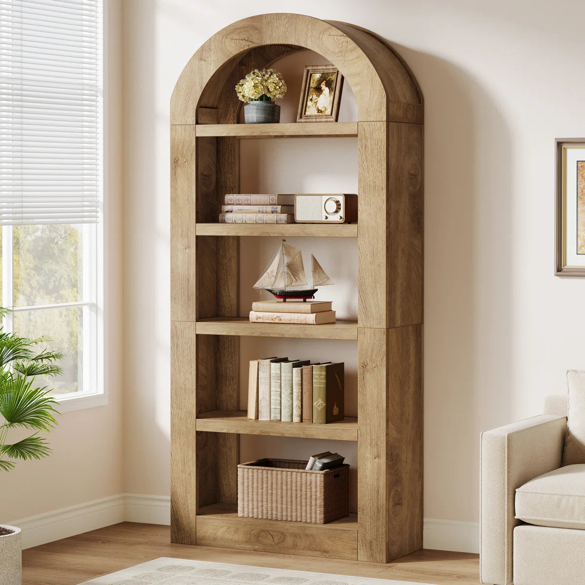 70.87" Tall Arched Bookcase