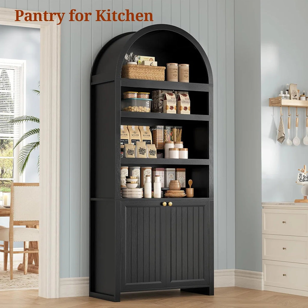 81" Tall Arched Bookcase With Storage（Set Of 2）