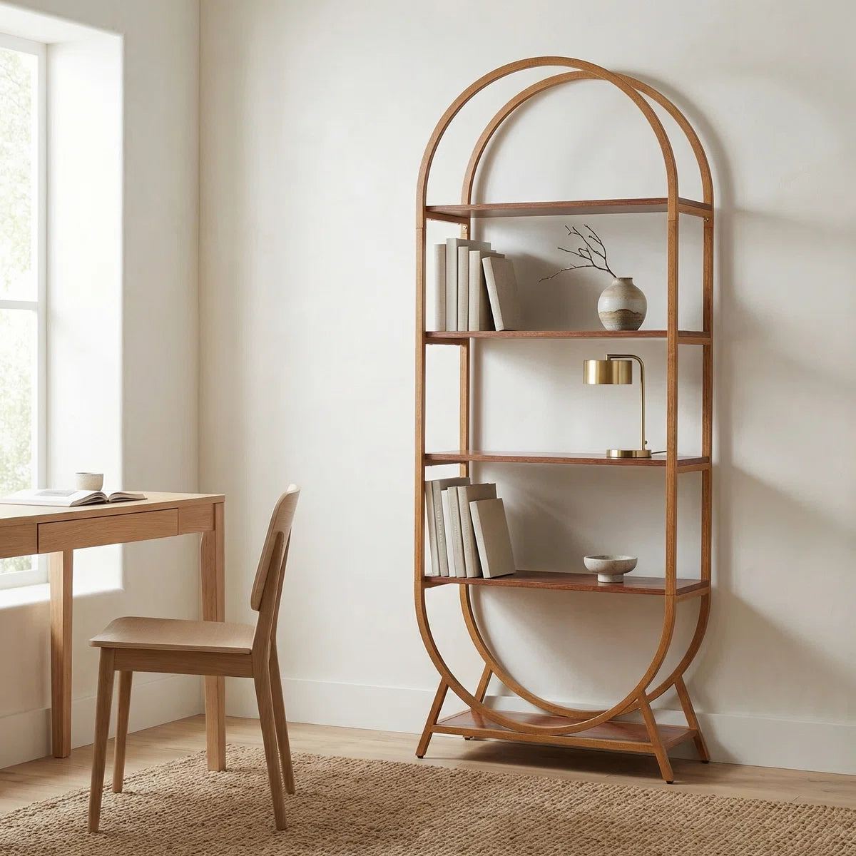 5-Tier Open Bookshelf, 70.8" Tall Arched Bookcase, Modern Brown Storage Bookshelves, Freestanding Display Rack Shelving Unit for Office, Bedroom, Living Room, Easy Assembly