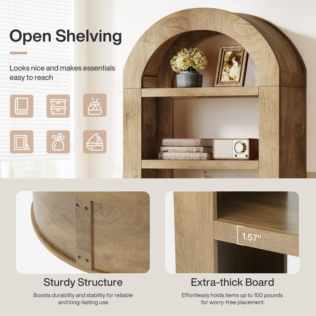 70.87" Tall Arched Bookcase