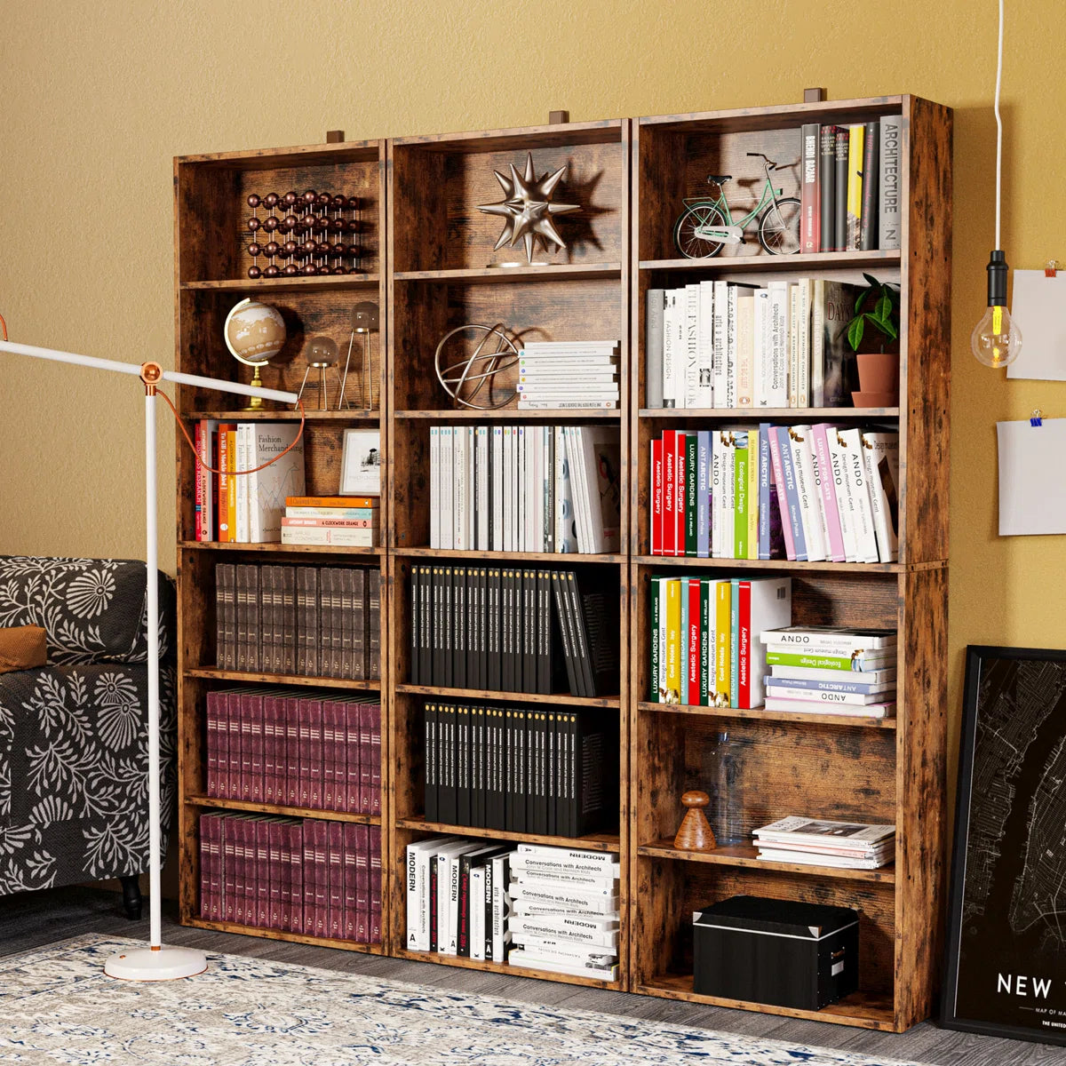 70.8" H x 23.8" W Standard Bookcase 6 Tiers Tall with Storage for Living Room, Home Office